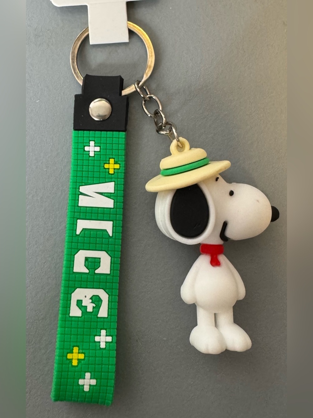 Peanuts Snoopy White Dog Keychain with Green Strap